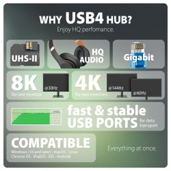 Axagon HMC-U4 stacja dokująca Przewodowa USB4 Czarny