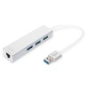 HUB 3-portowy USB 3.0 SuperSpeed z LANGigabit LAN adapter, aluminium