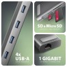 Koncentrator wieloportowy AXAGON HMC-10HLS, 4x USB-A i 2x USB-C, HDMI 4K/60Hz, RJ-45, SD/microSD, PD 100W