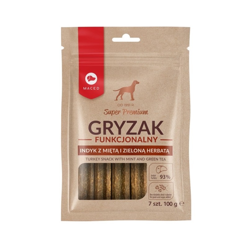 MACED Gryzak Funkcjonalny z Miętą i Zieloną Herbatą - gryzak dla psa - 100 g MACED Gryzak Funkcjonalny z Miętą i Zieloną Herbatą - gryzak dla psa - 100 g