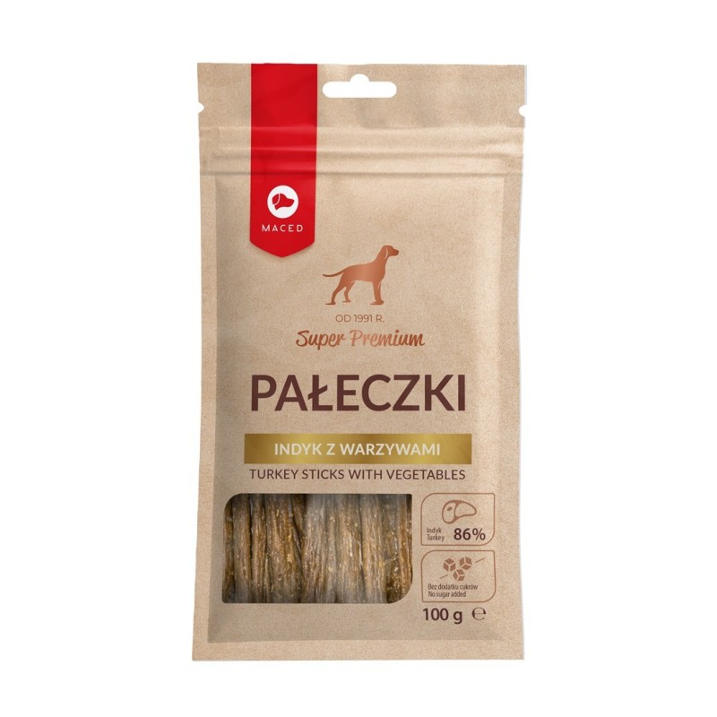 MACED Pałeczki indyk z warzywami - przysmak dla psa - 100 g MACED Pałeczki indyk z warzywami - przysmak dla psa - 100 g