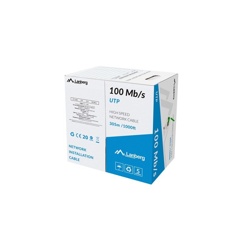LANBERG KABEL LAN UTP 100MB/S 305M DRUT CCA ZIELONY LANBERG KABEL LAN UTP 100MB/S 305M DRUT CCA ZIELONY
