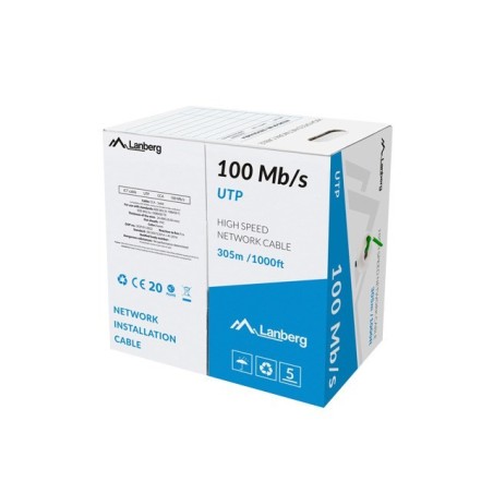 LANBERG KABEL LAN UTP 100MB/S 305M DRUT CCA ZIELONY