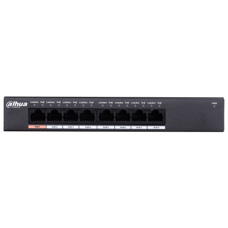 Dahua Europe PFS3008-8GT-96 łącza sieciowe Nie zarządzany L2 Gigabit Ethernet (10/100/1000) Czarny Obsługa PoE