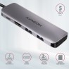 Axagon HMC-5 stacja dokująca Przewodowa USB 3.2 Gen 1 (3.1 Gen 1) Type-C Szary