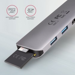 Axagon HMC-5 stacja dokująca Przewodowa USB 3.2 Gen 1 (3.1 Gen 1) Type-C Szary