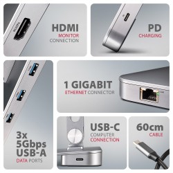 Stojak na laptop 10-16" + hub I/O 7 w 1 AXAGON