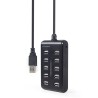 GEMBIRD HUB USB 2.0 10-PORTOWY, CZARNY