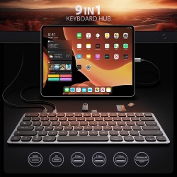 Klawiatura + I/O hub 9w1/0.6m HMC-KB-US AXAGON