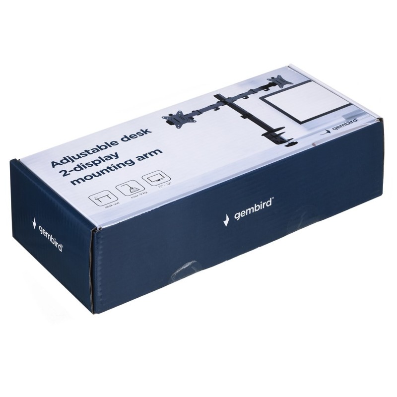 GEMBIRD BIURKOWE REGULOWANE RAMIĘ/UCHWYT NA 2 MONITORY 17-32, 100X100MM, DO 9KG GEMBIRD BIURKOWE REGULOWANE RAMIĘ/UCHWYT NA 2 MONITORY 17-32, 100X100MM, DO 9KG