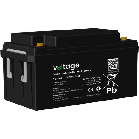 Akumulator AGM Voltage 12V 65Ah VE12-65 Żywotność 6-9 lat