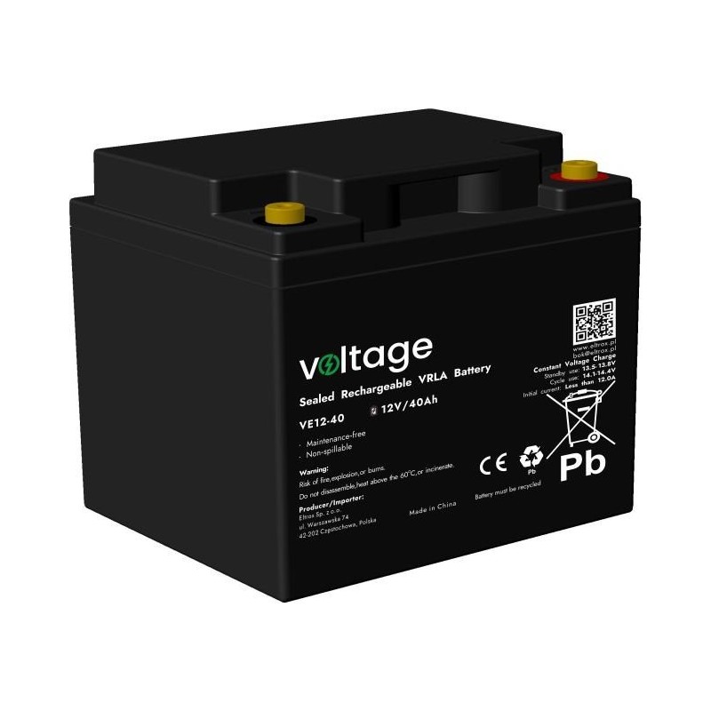 Akumulator AGM Voltage 12V 40Ah VE12-40 (Żywotność 6-9 lat)