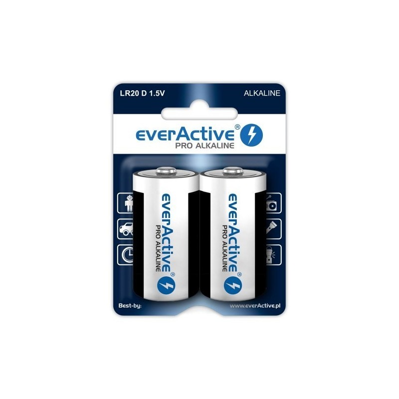 Zestaw baterii alkaliczne everActive EVLR20-PRO (x 2) Zestaw baterii alkaliczne everActive EVLR20-PRO (x 2)
