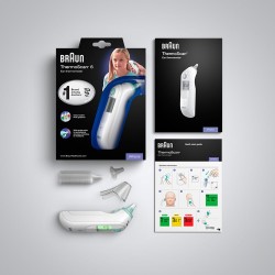 Braun ThermoScan 6 Termometr kontaktowy Biały Ucho Przyciski