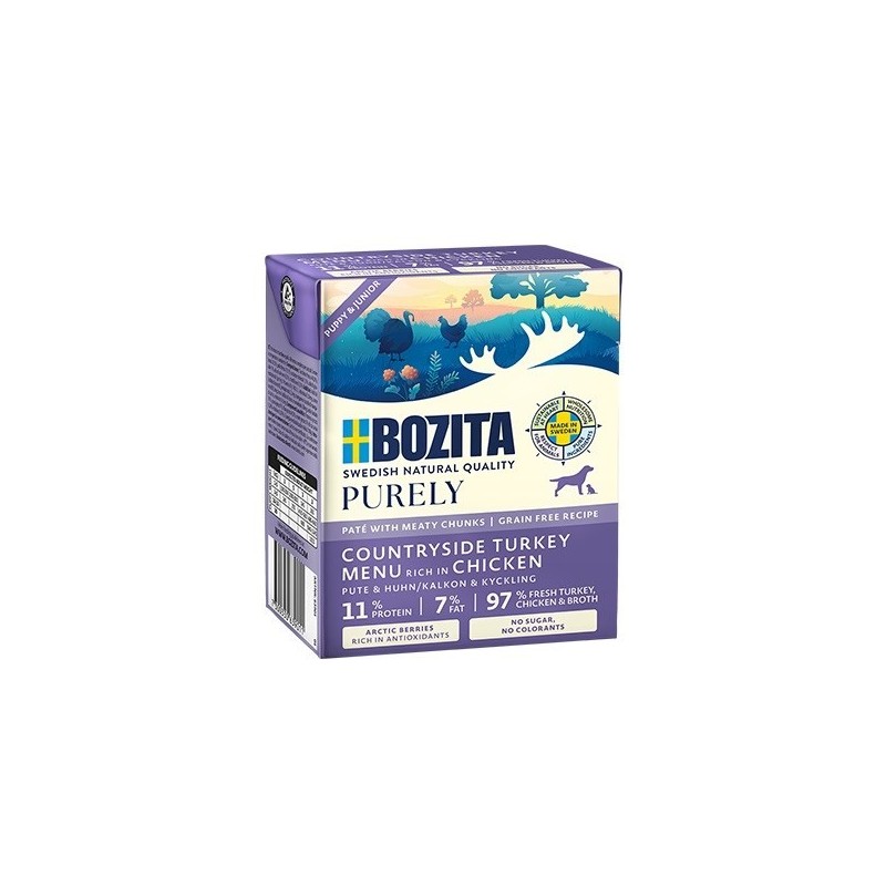 BOZITA Purely indyk z kurczakiem pasztecik z mięsem dla szczeniąt 370g BOZITA Purely indyk z kurczakiem pasztecik z mięsem dla szczeniąt 370g