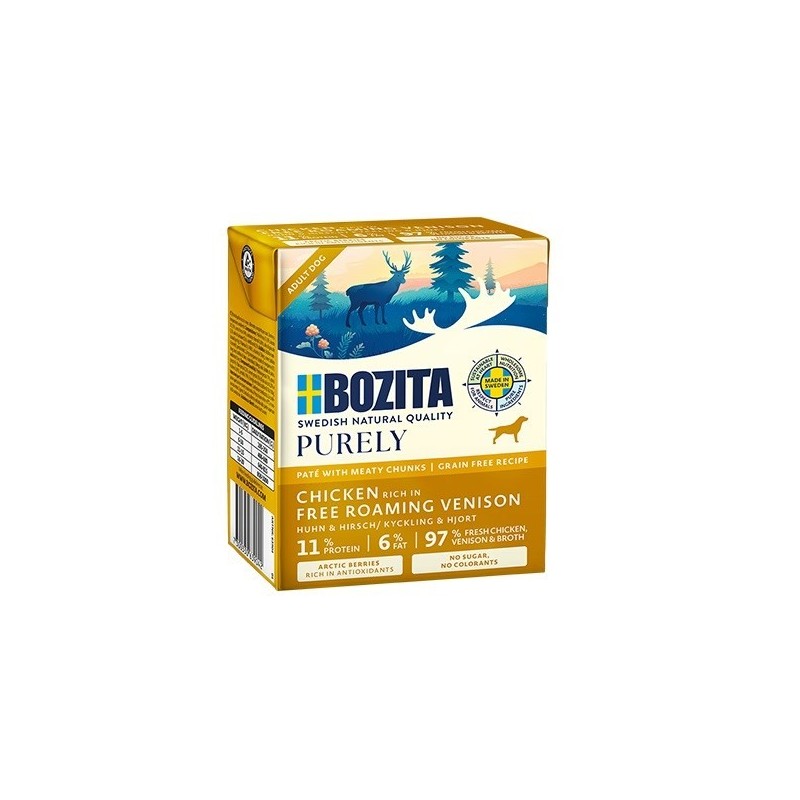 BOZITA Purely kurczak z dzikiem pasztecik z kawałkami mięsa 370g BOZITA Purely kurczak z dzikiem pasztecik z kawałkami mięsa 370g