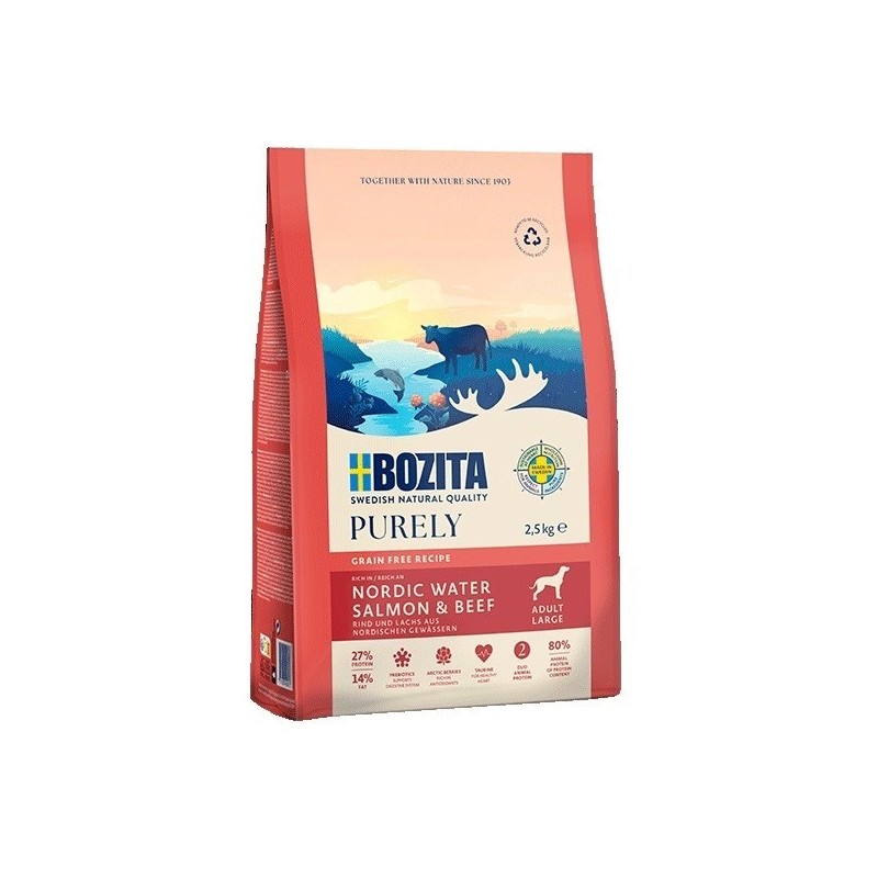 BOZITA Purely łosoś i wołowina karma bezzbożowa dorosłe psy duże rasy 2,5 kg BOZITA Purely łosoś i wołowina karma bezzbożowa dorosłe psy duże rasy 2,5 kg