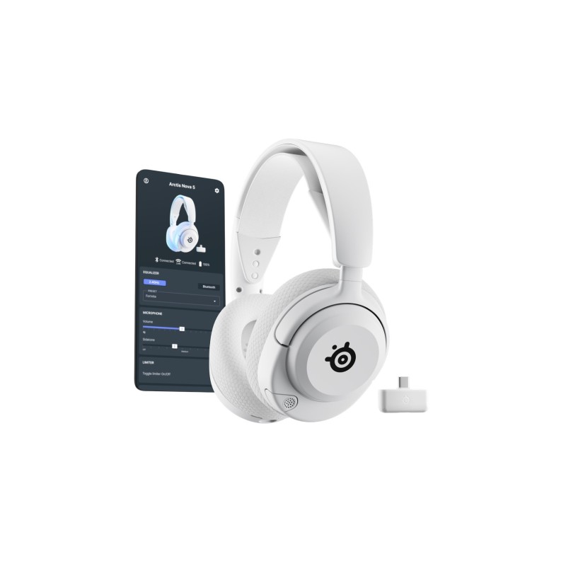 Steelseries Arctis Nova 5P Wireless Zestaw słuchawkowy Bezprzewodowy Opaska na głowę Gaming USB Type-C Bluetooth Biały Steelseries Arctis Nova 5P Wireless Zestaw słuchawkowy Bezprzewodowy Opaska na głowę Gaming USB Type-C Bluetooth Biały
