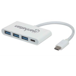 Manhattan 163552 huby i koncentratory USB 3.2 Gen 1 (3.1 Gen 1) Type-C 5000 Mbit/s Biały