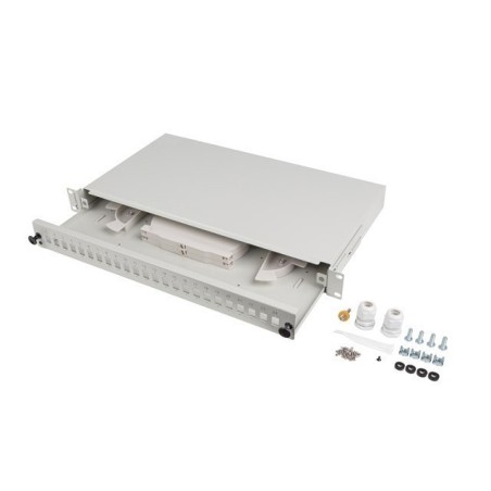 Przełącznica światłowodowa LANBERG 24xSC simplex / 24xLC duplex Rack 19" 1U szara + akcesoria