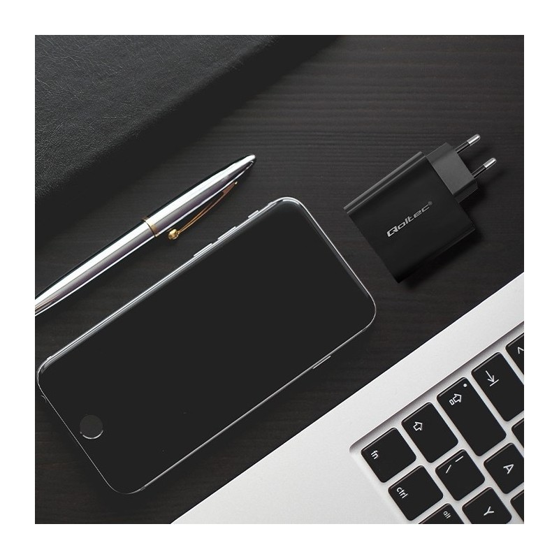 QOLTEC ŁADOWARKA SUPER QUICK PD | 1XUSB-C | 65W | 5-20V | 3-3.25A | CZARNA QOLTEC ŁADOWARKA SUPER QUICK PD | 1XUSB-C | 65W | 5-20V | 3-3.25A | CZARNA