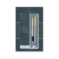 Parker-Zestaw pióro + długopis Jotter Stalowy GT