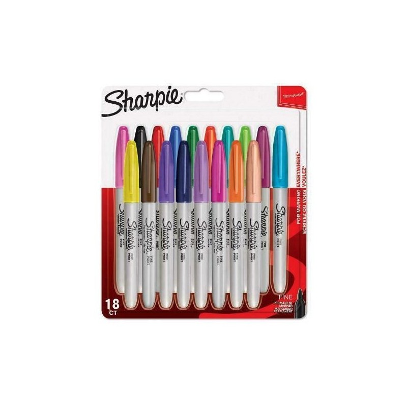 Sharpie Fine marker 18 szt. Końcówka cienka Wielobarwny Sharpie Fine marker 18 szt. Końcówka cienka Wielobarwny