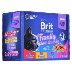 BRIT Cat Pouches Family Plate - mokra karma dla kota - 12 x 100g