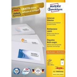 Avery 3655 samoprzylepne etykiety Prostokąt Na stałe Biały 200 szt.