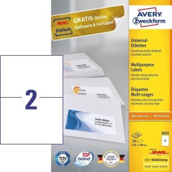 Avery 3655 samoprzylepne etykiety Prostokąt Na stałe Biały 200 szt.
