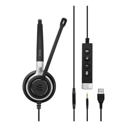 EPOS IMPACT SC 635 USB Zestaw słuchawkowy Przewodowa Opaska na głowę Połączenia/muzyka USB Typu-A Czarny, Srebrny