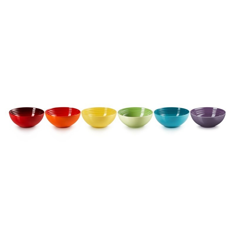 Le Creuset Signature Miseczki na płatki zbożowe Zestaw 6 szt. kamionka 16cm tęczowy Le Creuset Signature Miseczki na płatki zbożowe Zestaw 6 szt. kamionka 16cm tęczowy