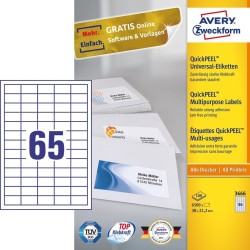 Avery 3666 samoprzylepne etykiety Prostokąt Na stałe Biały 6500 szt.