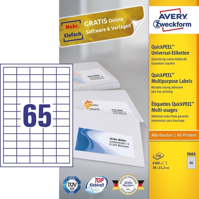 Avery 3666 samoprzylepne etykiety Prostokąt Na stałe Biały 6500 szt. Avery 3666 samoprzylepne etykiety Prostokąt Na stałe Biały 6500 szt.
