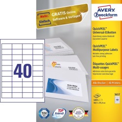 Avery 3657 samoprzylepne etykiety Prostokąt Na stałe Biały 4000 szt.