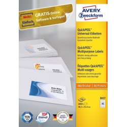 Avery 3657 samoprzylepne etykiety Prostokąt Na stałe Biały 4000 szt.