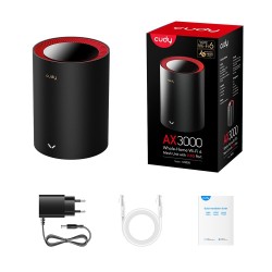 Cudy M3000 Dual-band (2.4 GHz/5 GHz) Wi-Fi 6 (802.11ax) Czarny, Czerwony 1 Wewnętrzny