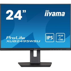 Monitor IIYAMA XUB2495WSU-B5 24.1inch ETE WUXGA IPS-panel 300cd/m2 VGA HDMI DisplayPort 5ms Speakers 15cm Height adjustable