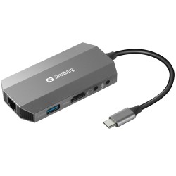 Hub 6Port Sandberg HDMI/USB2.0/USB3.0/CardReader/Ethernet passiv Grey