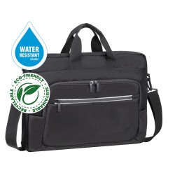 RIVACASE TORBA NA LAPTOP 15,6-16 ALPENDORF ECO, CZARNA, MATERIAŁ WODOODPORNY, EKO RPET, KIESZENIE NA SMARTFON, DOKUM.,AKCES.