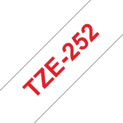 Brother TZE-252 taśmy do etykietowania Czerwony na białym