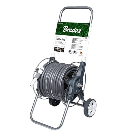 Bęben Wózek na wąż ogrodowy zestaw 50mb 1/2" na kołach White Silver Plus karta