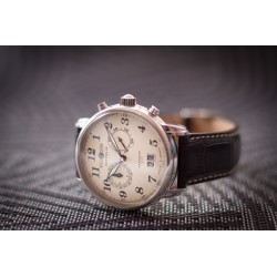 Zeppelin 7684-5 zegarek Wrist watch Męski Kwarc Srebrny