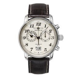 Zeppelin 7684-5 zegarek Wrist watch Męski Kwarc Srebrny