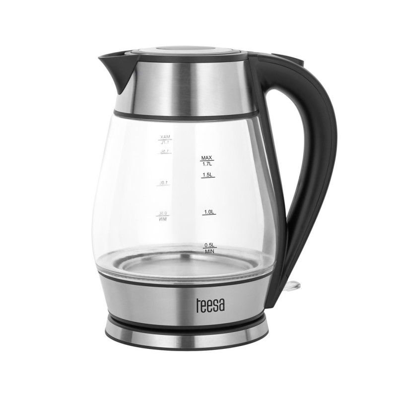 Czajnik elektryczny TEESA, szklany + inox, 2000 W, czarny, 1,7 L Czajnik elektryczny TEESA, szklany + inox, 2000 W, czarny, 1,7 L