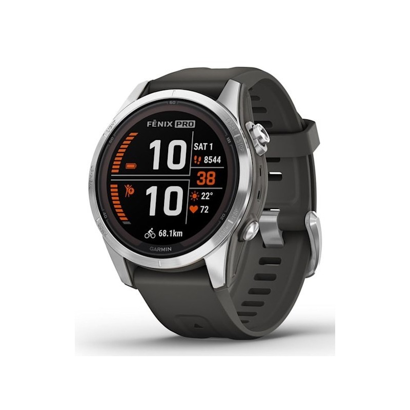 Zegarek sportowy Garmin Fenix 7S Pro Solar Silver SS Grapphite Zegarek sportowy Garmin Fenix 7S Pro Solar Silver SS Grapphite