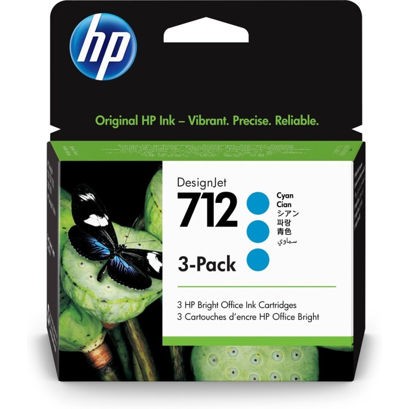 HP Zestaw 3 błękitnych wkładów atramentowych 712 DesignJet 29 ml HP Zestaw 3 błękitnych wkładów atramentowych 712 DesignJet 29 ml