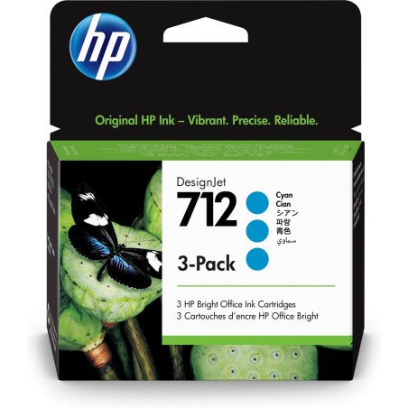 HP Zestaw 3 błękitnych wkładów atramentowych 712 DesignJet 29 ml