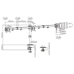 Gembird MA-D3-01 Biurkowe ramię na trzy monitory (regulowane), od 17" do 27", obciążenie do 7 kg