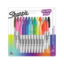 Sharpie 2198891 marker 34 szt. Końcówka cienka Czarny, Zielony, Pomarańczowy, Różowy, Fioletowy, Czerwony, Żółty